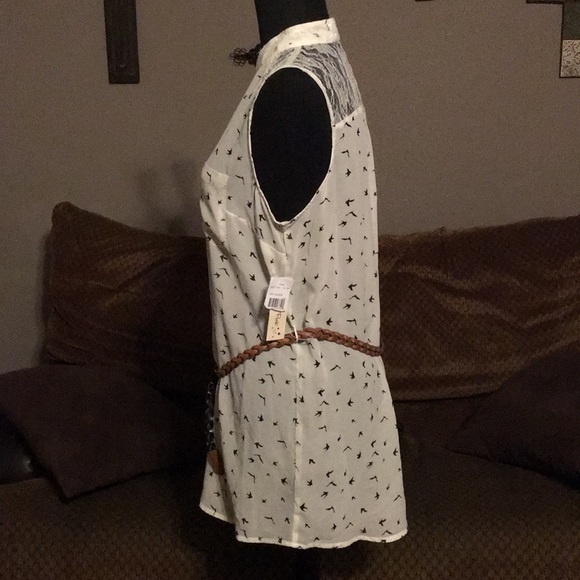 Wishful Park Sheer Top w/ birds - Picture 2 of 8